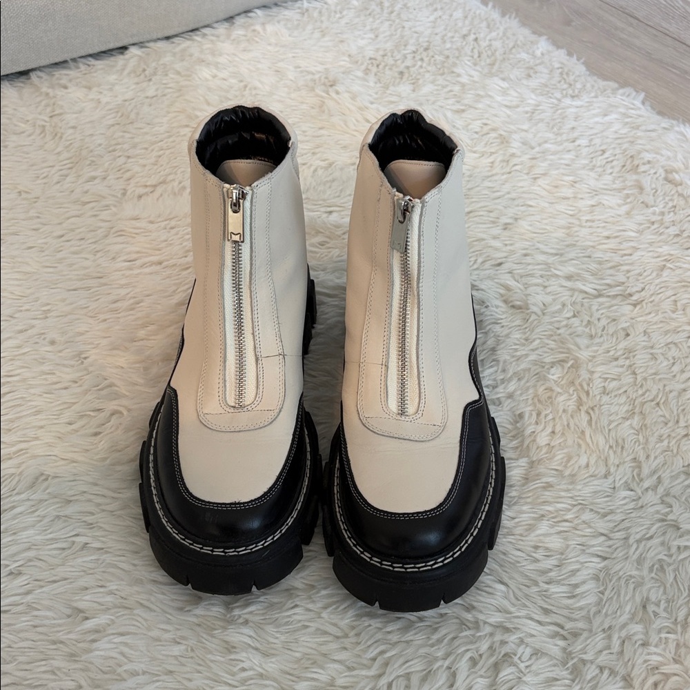 Stylish Black and White Zipper Boots